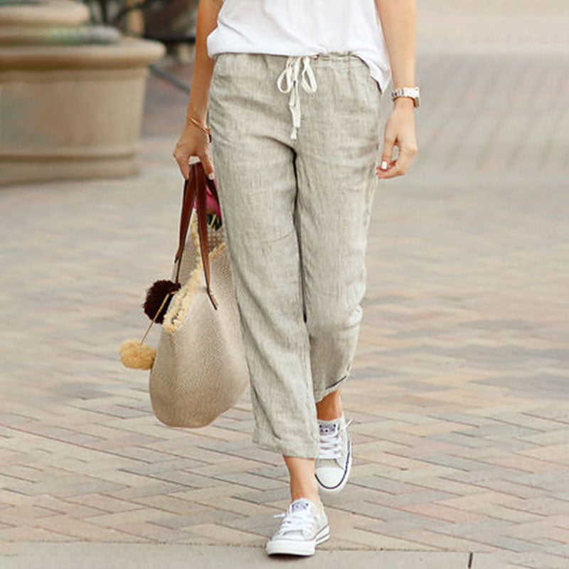 Avery Linen-Blend Drawstring Pants