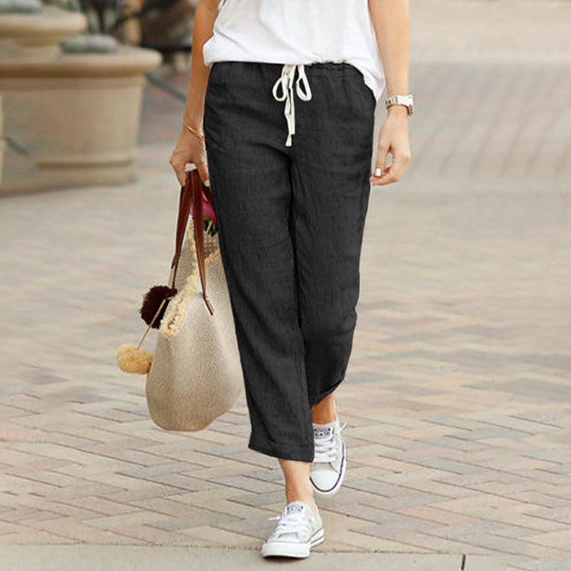 Avery Linen-Blend Drawstring Pants