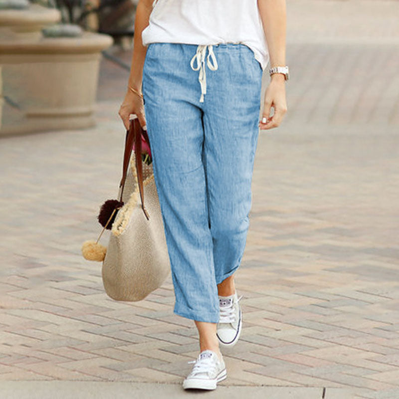 Avery Linen-Blend Drawstring Pants