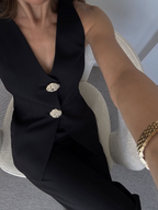 Odette Button-Detail Linen-Blend Set