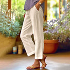 Willow Linen-Blend Straight-Leg Pants