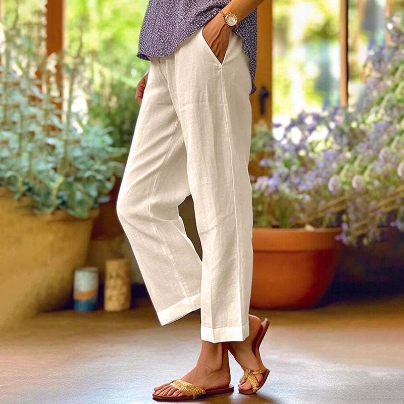 Willow Linen-Blend Straight-Leg Pants