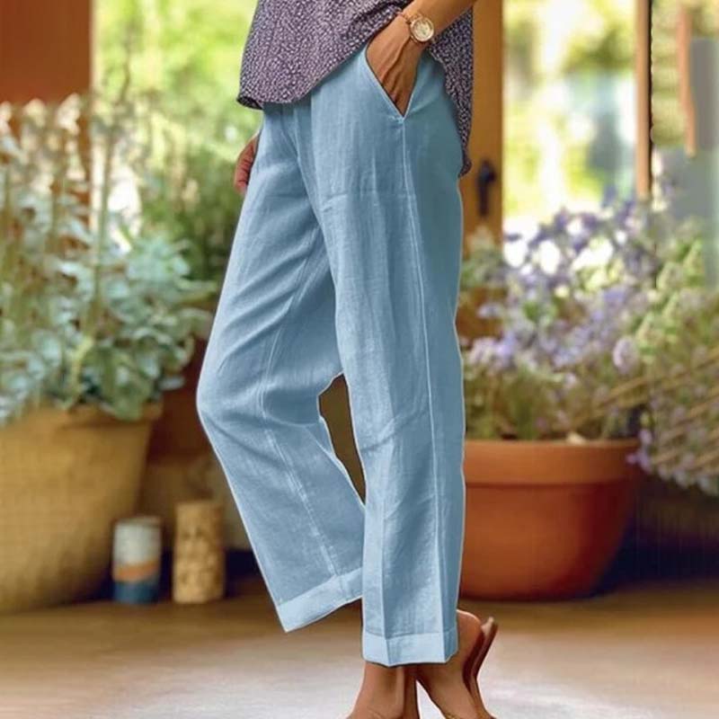 Willow Linen-Blend Straight-Leg Pants