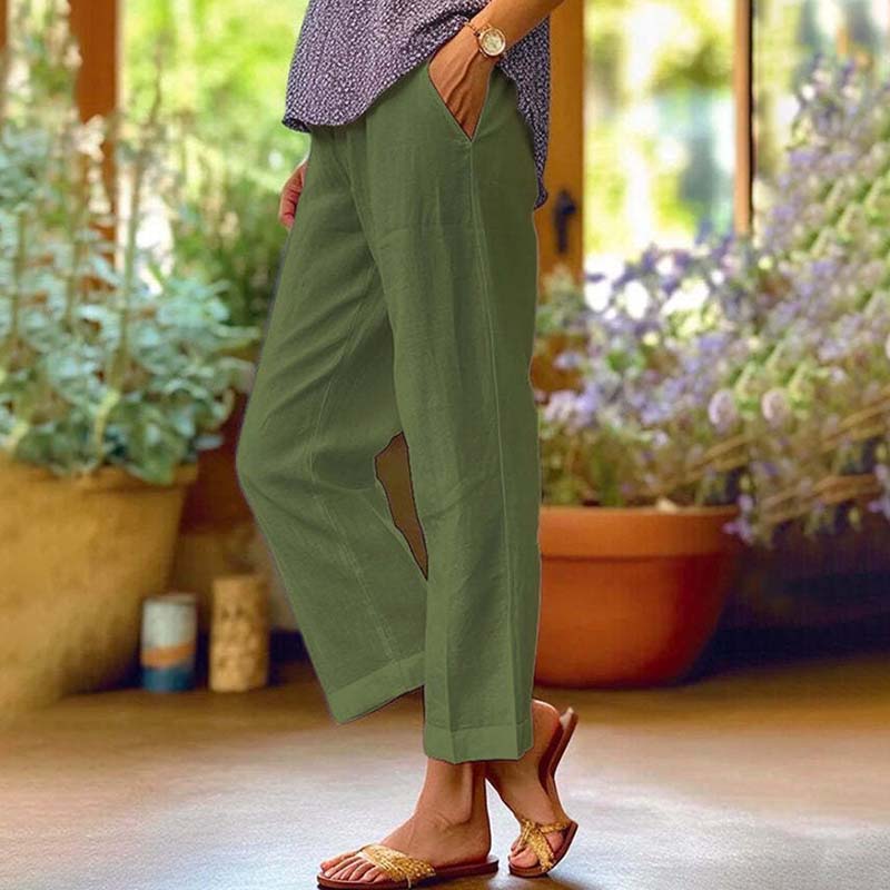 Willow Linen-Blend Straight-Leg Pants