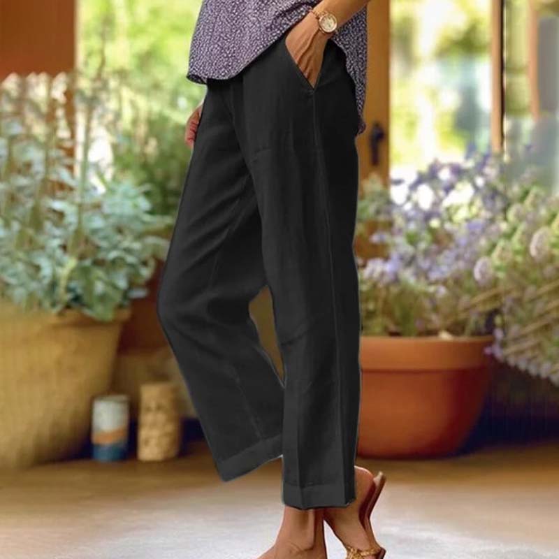 Willow Linen-Blend Straight-Leg Pants