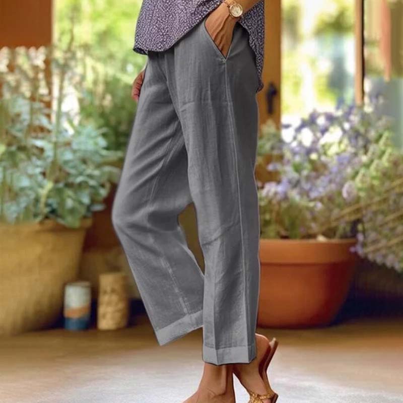 Willow Linen-Blend Straight-Leg Pants