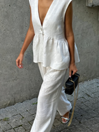 Gloria Linen-Blend Pants Set