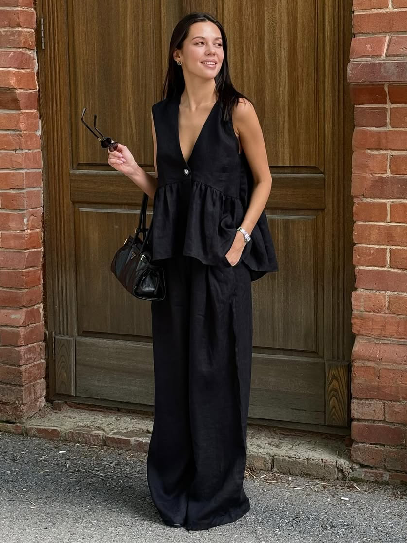 Gloria Linen-Blend Pants Set