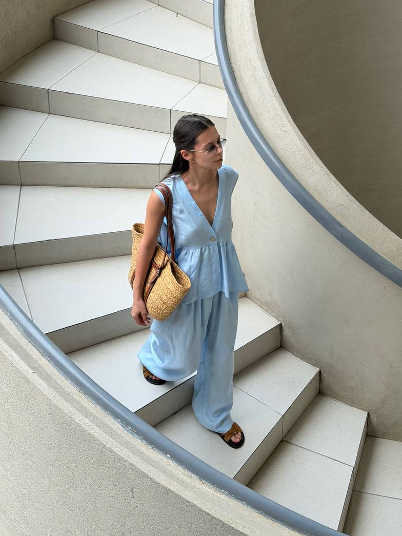Gloria Linen-Blend Pants Set