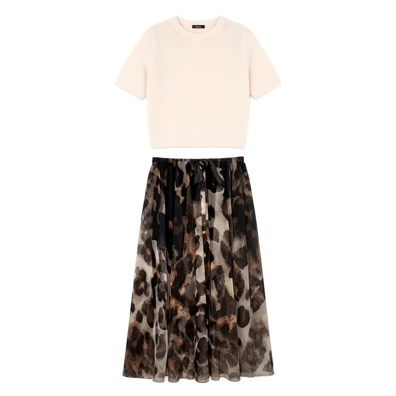 Leonie Knit Top & Leopard Skirt Set