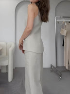 Odette Button-Detail Linen-Blend Set