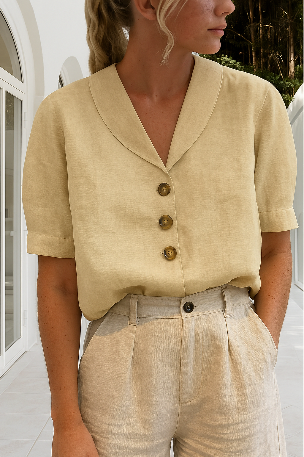 Christina Wrap-Neck Blouse