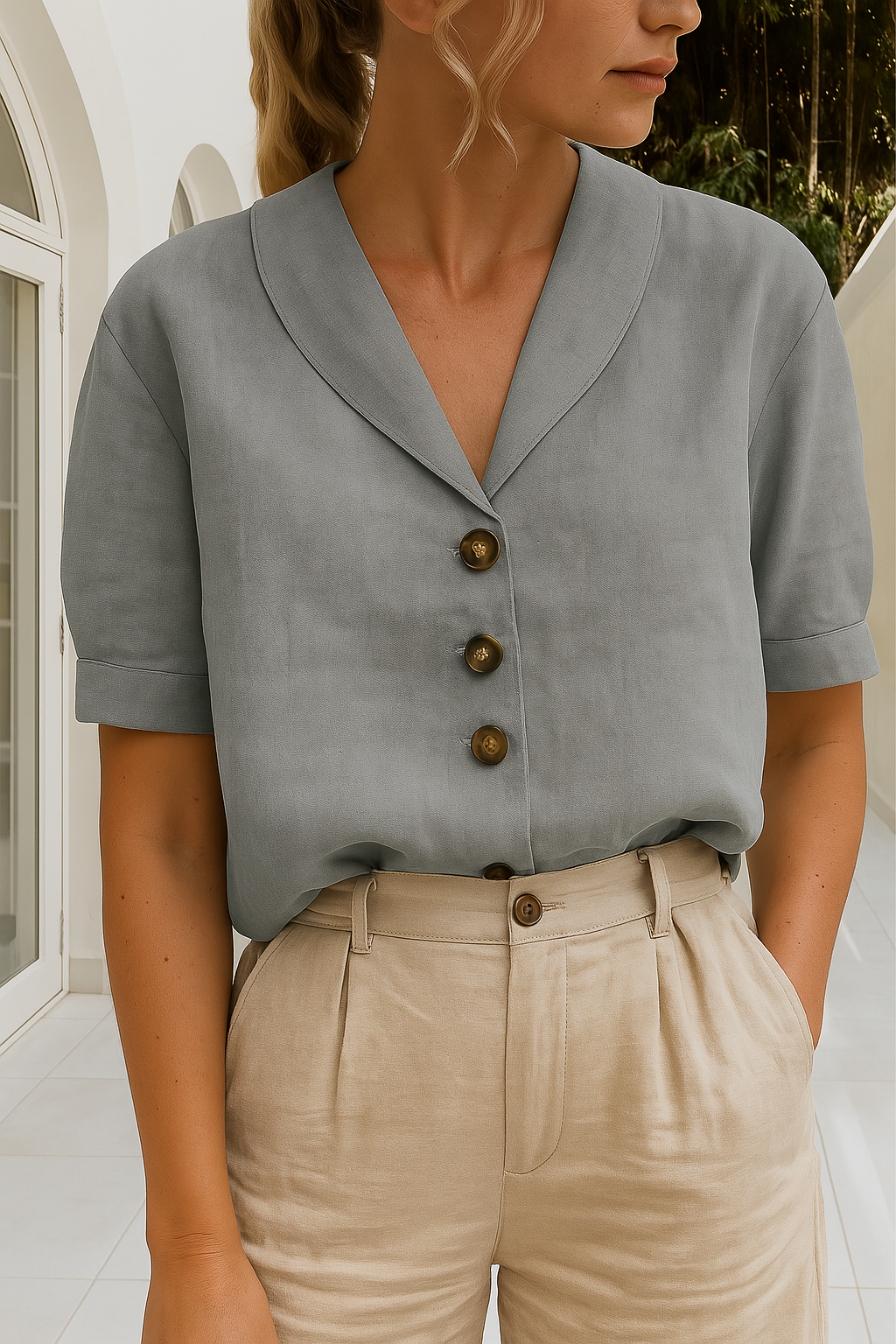 Christina Wrap-Neck Blouse