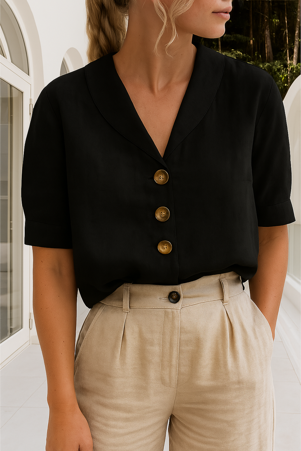 Christina Wrap-Neck Blouse