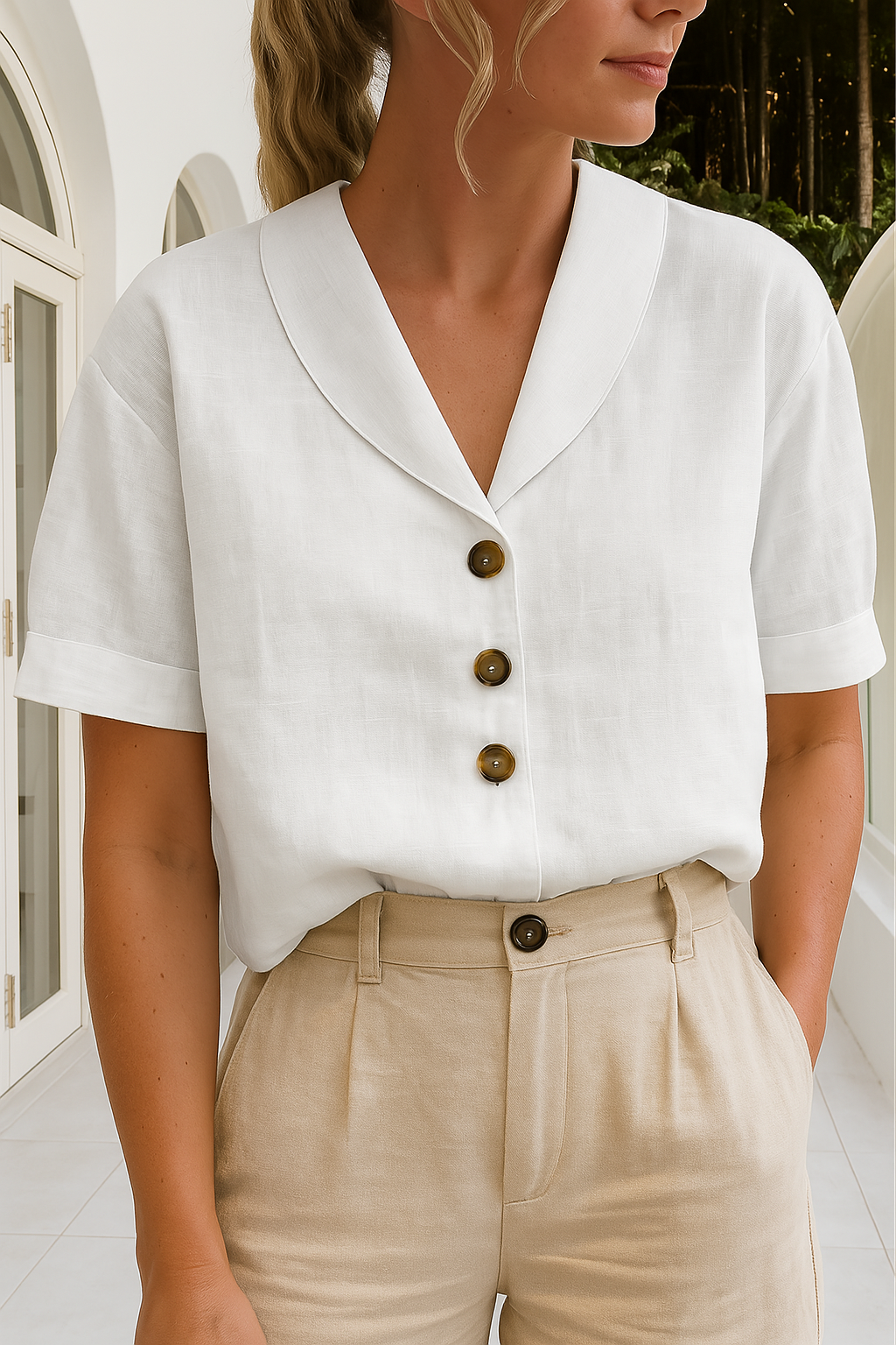 Christina Wrap-Neck Blouse