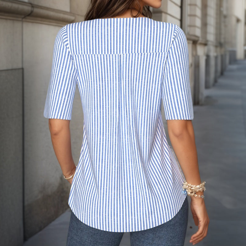 Marina Striped V-Neck Blouse
