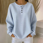 Blaire Striped Button-Neck Sweater