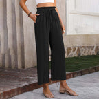 Sage Linen-Blend Wide-Leg Pants