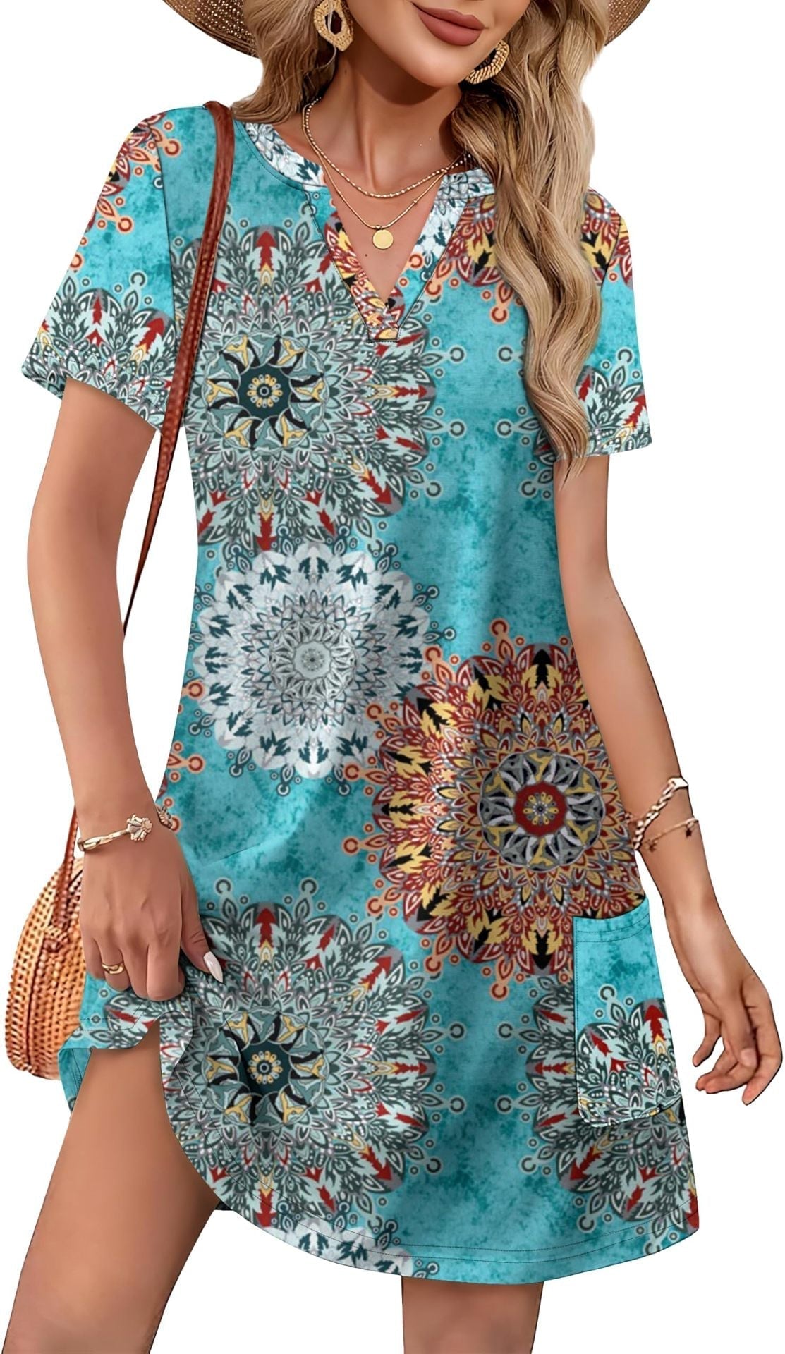 Malia Printed Midi Dress with Pockets