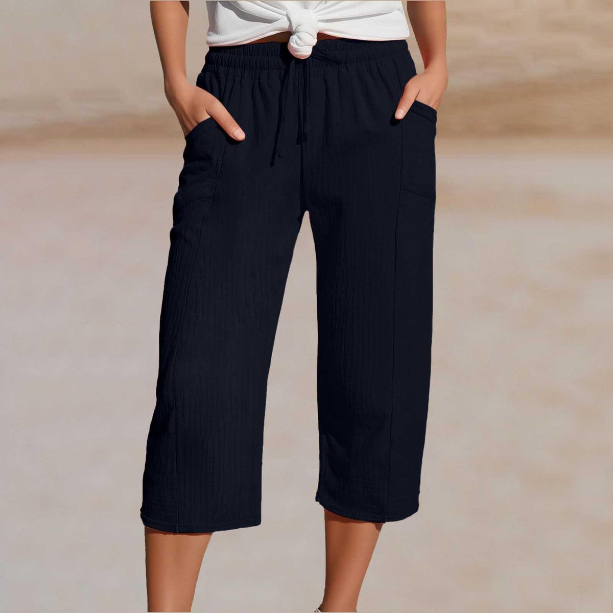 Ivy Pleated Linen-Blend Cropped Pants