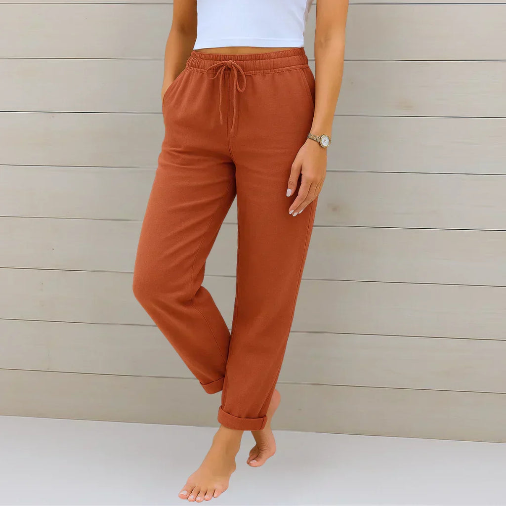Ellaine Stretch Linen-Blend Pants