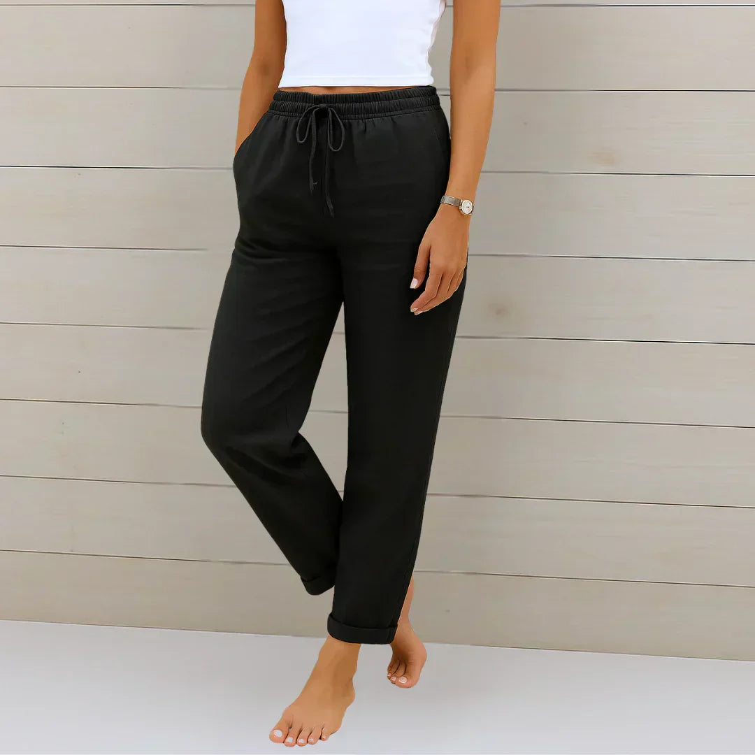 Ellaine Stretch Linen-Blend Pants