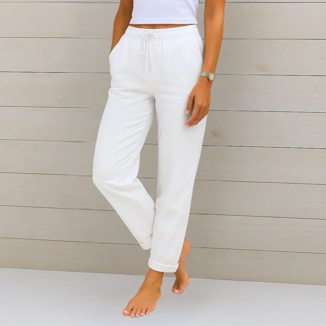 Ellaine Stretch Linen-Blend Pants