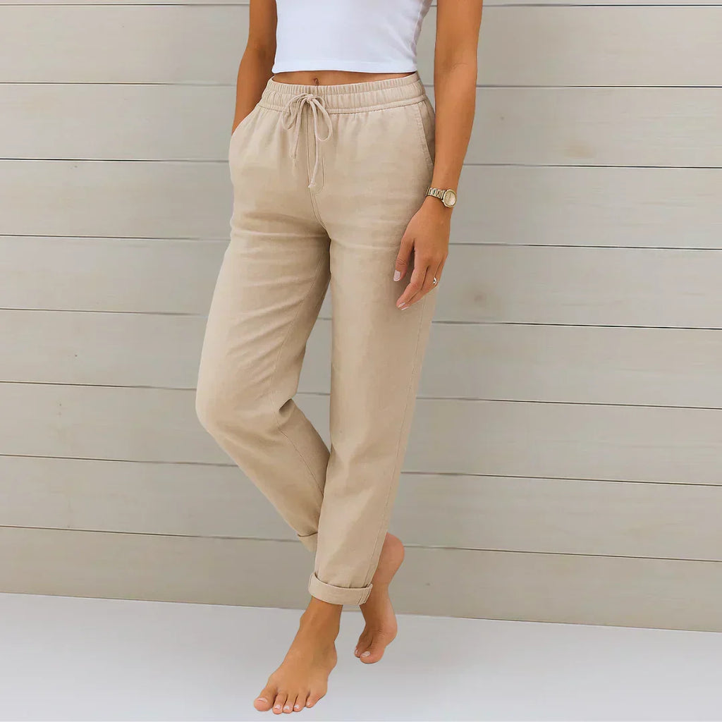 Ellaine Stretch Linen-Blend Pants