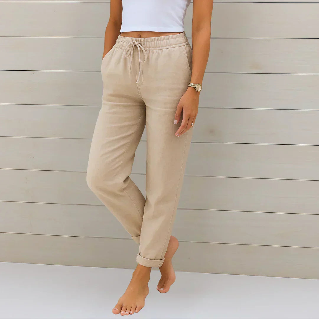 Ellaine Stretch Linen-Blend Pants