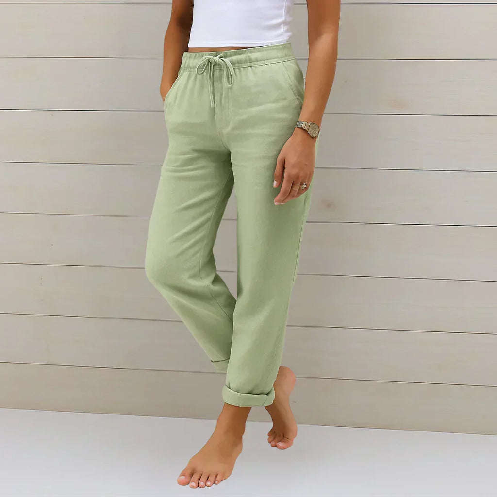 Ellaine Stretch Linen-Blend Pants