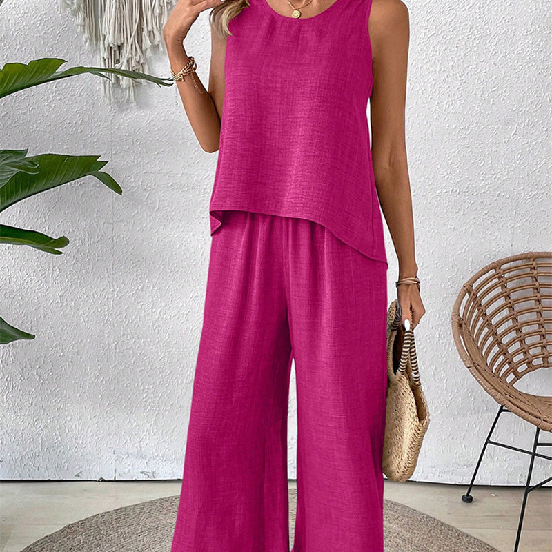 Sloane Crochet-Back Wide-Leg Set