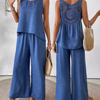 Sloane Crochet-Back Wide-Leg Set