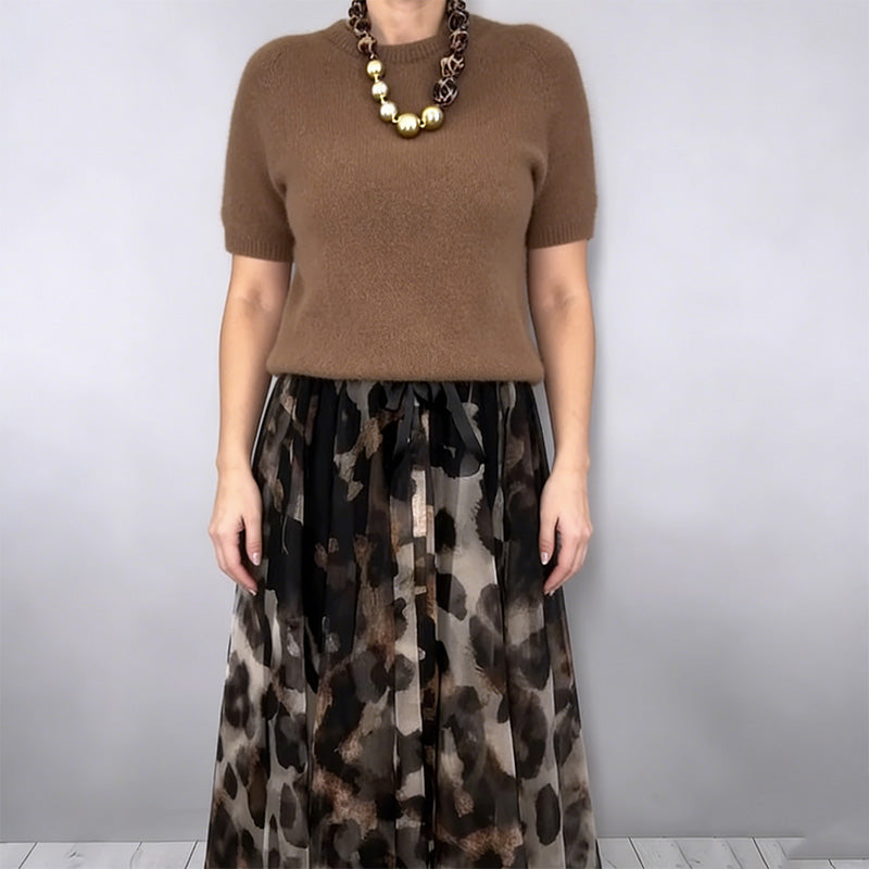 Leonie Knit Top & Leopard Skirt Set