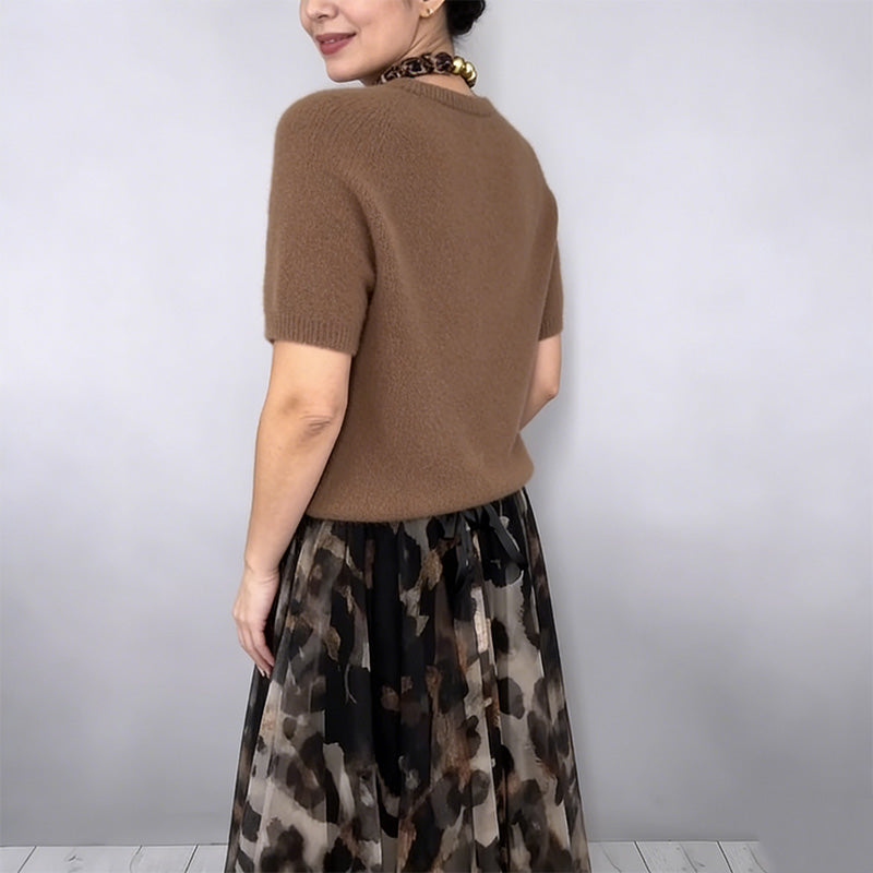 Leonie Knit Top & Leopard Skirt Set