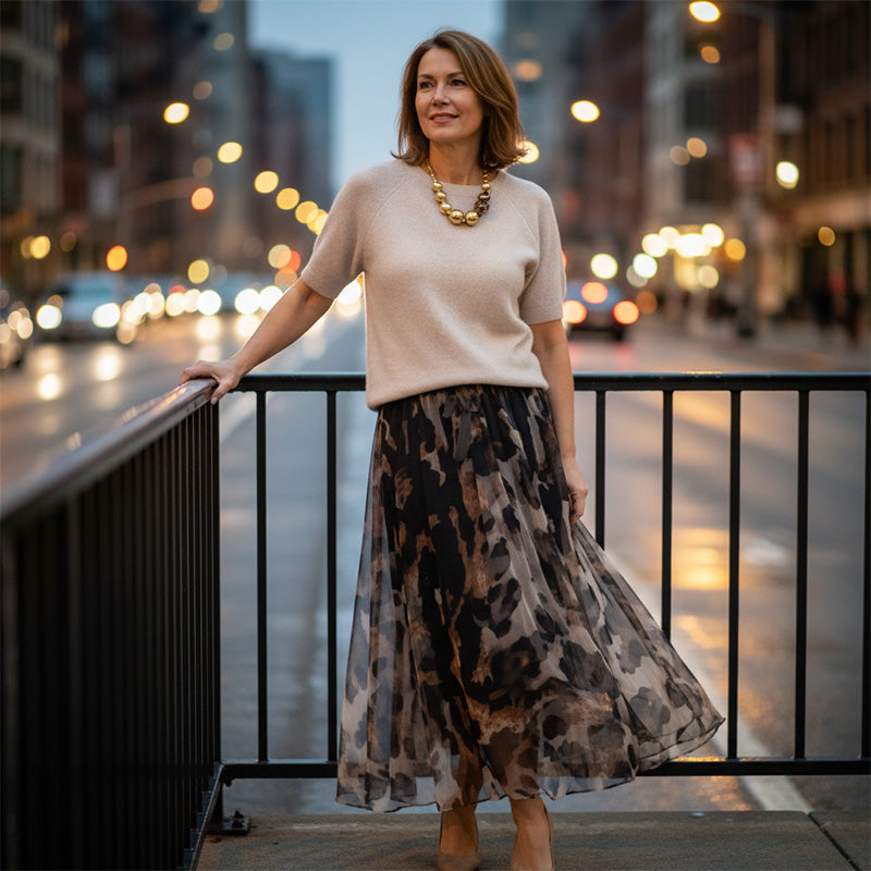 Leonie Knit Top & Leopard Skirt Set