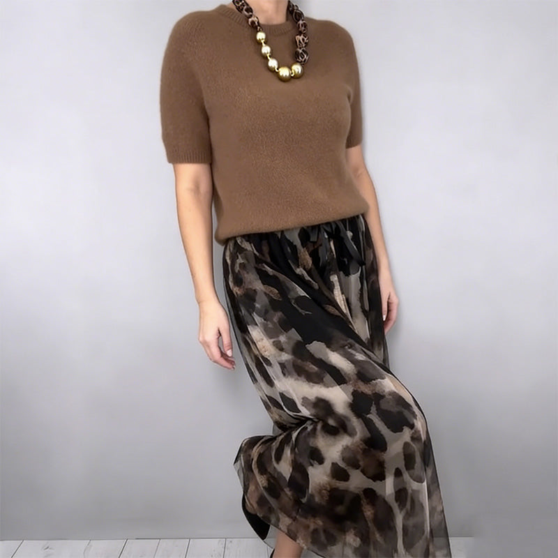 Leonie Knit Top & Leopard Skirt Set