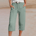 Ivy Pleated Linen-Blend Cropped Pants