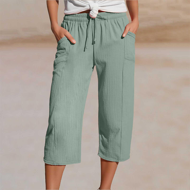 Ivy Pleated Linen-Blend Cropped Pants