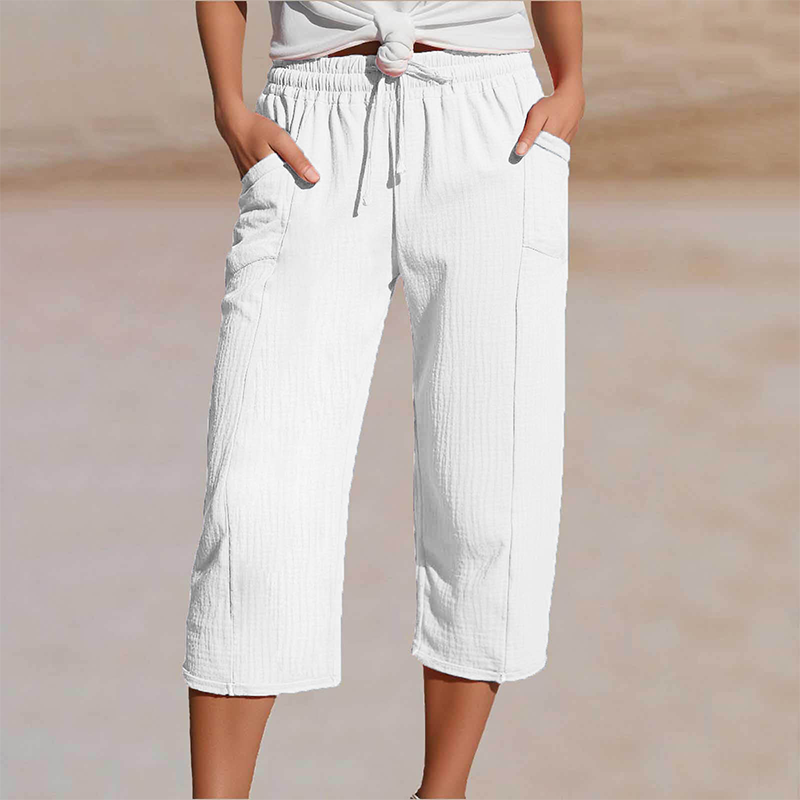 Ivy Pleated Linen-Blend Cropped Pants