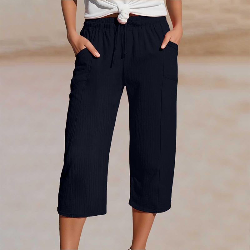 Ivy Pleated Linen-Blend Cropped Pants