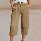 Ivy Pleated Linen-Blend Cropped Pants