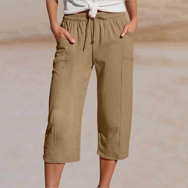 Ivy Pleated Linen-Blend Cropped Pants