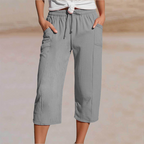 Ivy Pleated Linen-Blend Cropped Pants