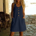 June Cotton-Linen Pocket Dress
