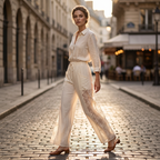 Elena Lace-Panel Wide-Leg Pants