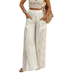 Elena Lace-Panel Wide-Leg Pants