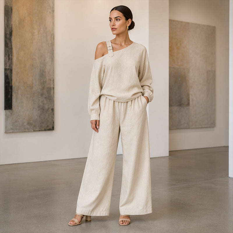 Juliette One-Shoulder Wide-Leg Set