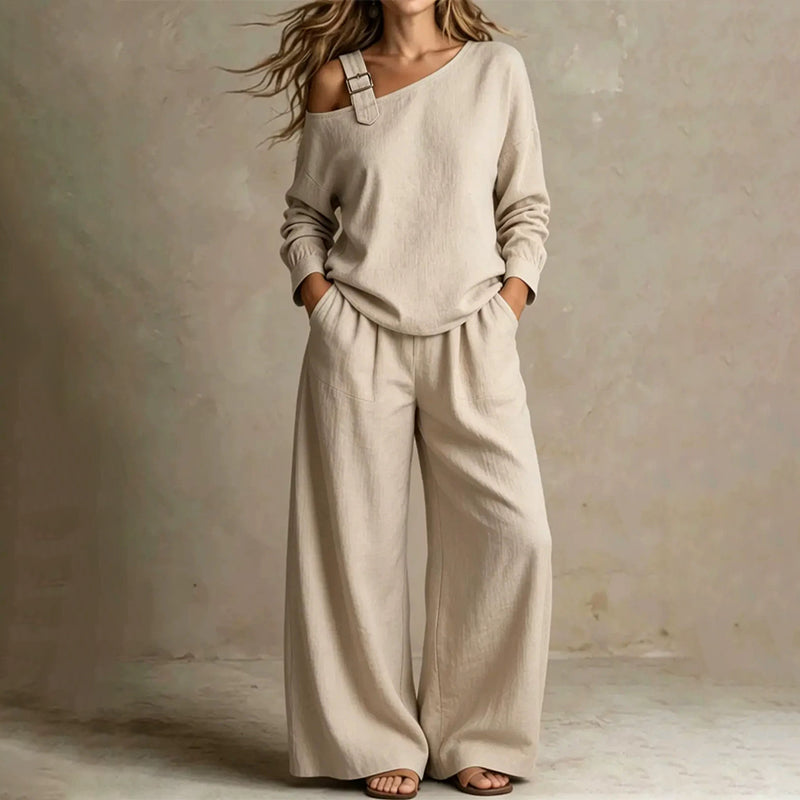 Juliette One-Shoulder Wide-Leg Set