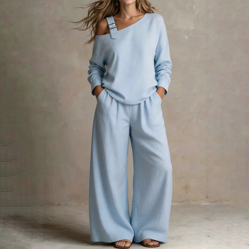 Juliette One-Shoulder Wide-Leg Set