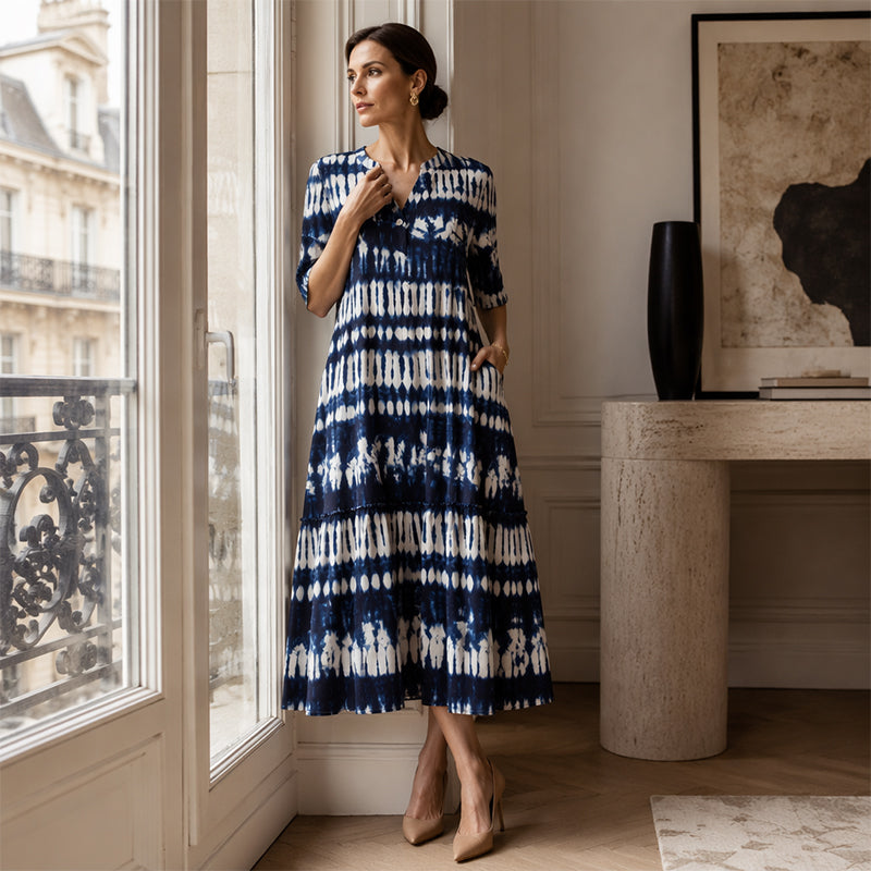 Tessa Printed V-Neck Dress